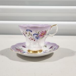 Lavender Floral Teacup and Saucer Set